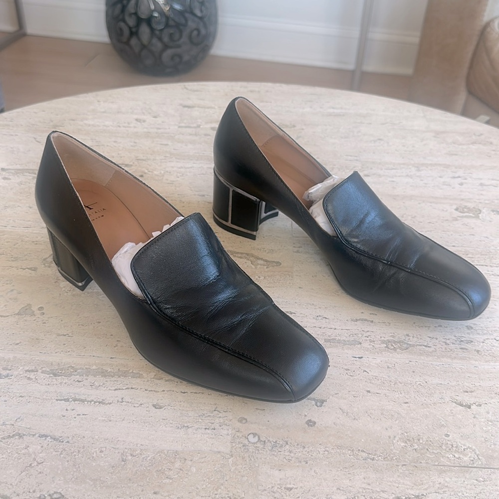 Aquatalia Black Leather Loafers
